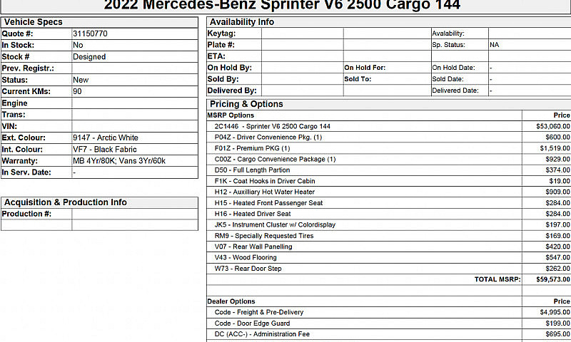 2022 Mercedes Sprint...