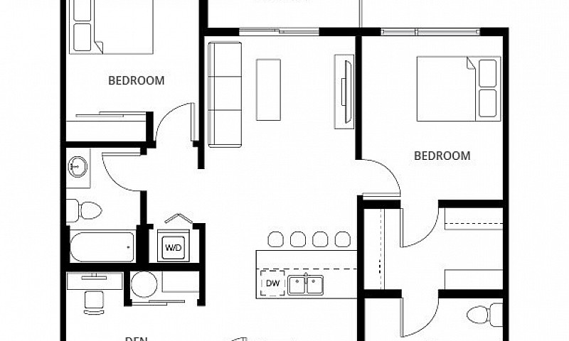 2Br 2Ba + Den Apartm...