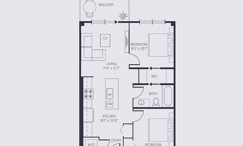 Suite B - 2 Bed/1 Ba...
