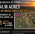 Land For Sale By Tender – Rm Of Maple Creek No. 111