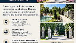 Mount Pleasant Cemetery Toronto – 3 Burial Plots For Sale